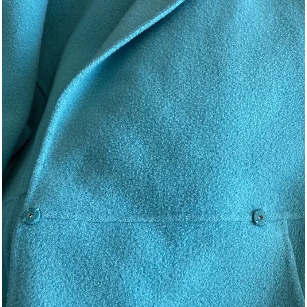 Eileen Fisher Double Breasted Wool Cashmere Blend Blazer Size M Green * Flaw* - Picture 9 of 11